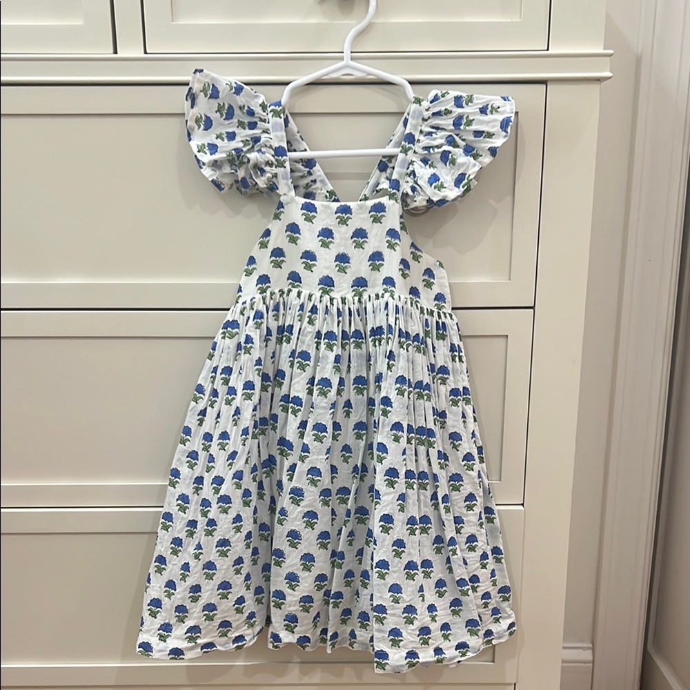 Blue and White Smocked Ruffled Sundress